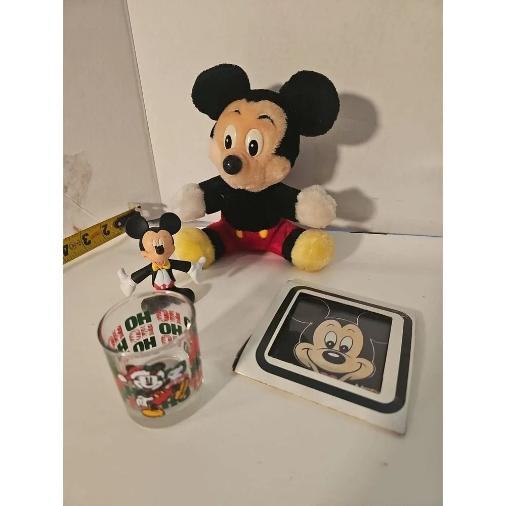 Vintage Disney Lot of 4 Mickey Mouse Plush Stuffed Toy Glass Mirror‎  Toys VTG